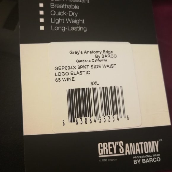 Grey's Anatomy Scrub Pants GEP004-65 Wine - Picture 12 of 13